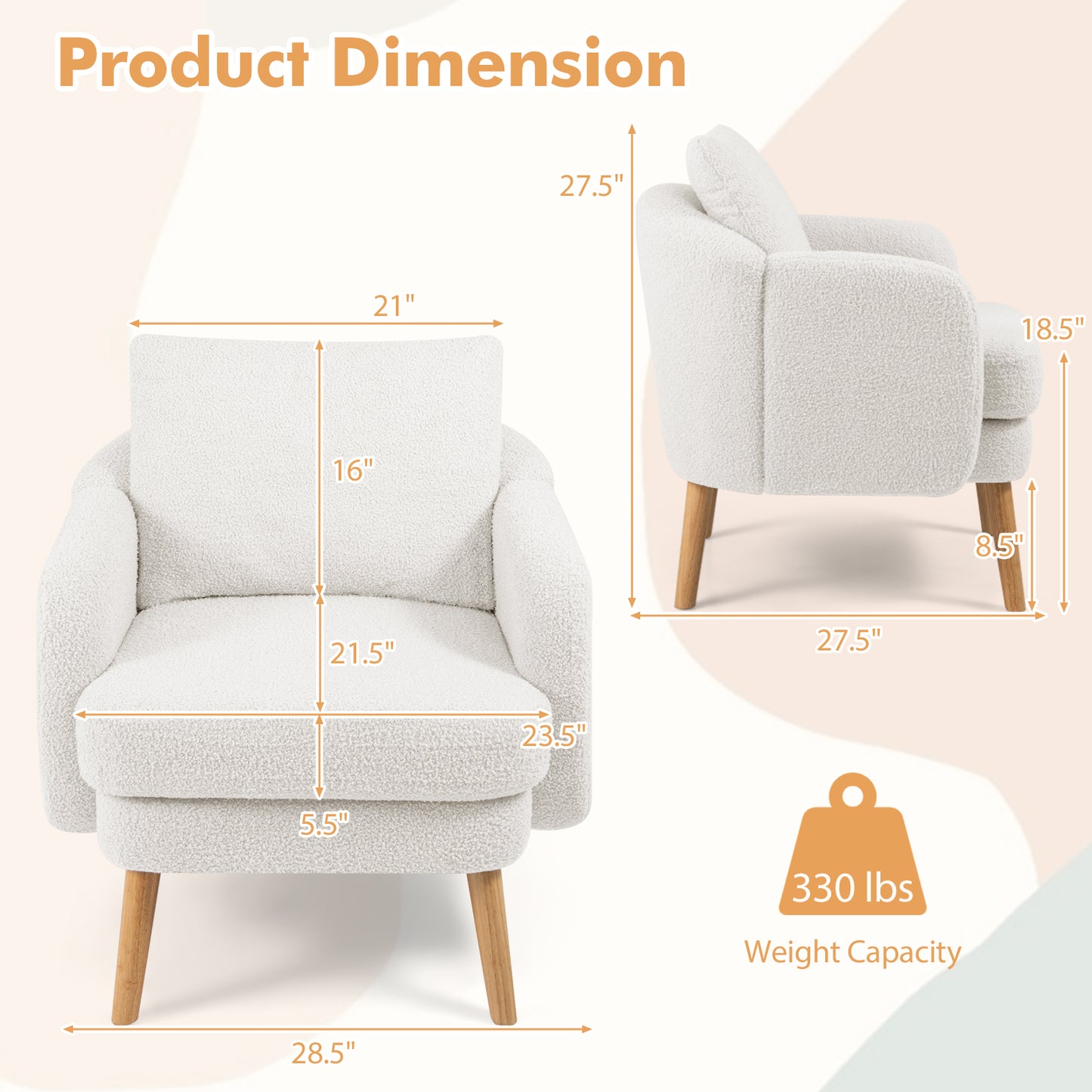 Sherpa Accent Chair with Cushion and Pillow