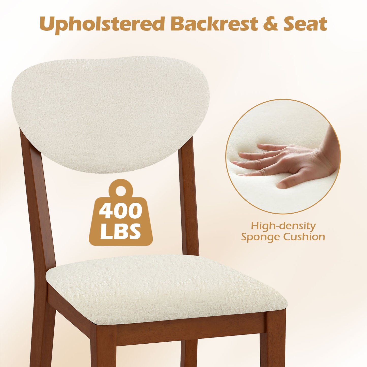 Sherpa Dining Chairs Set of 4 with Rubber Wood Legs
