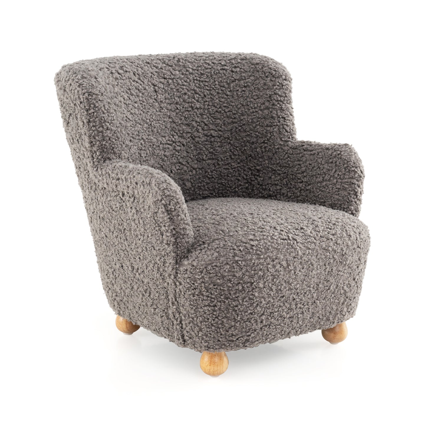 Kids Sherpa Armchair with Solid Wood Legs