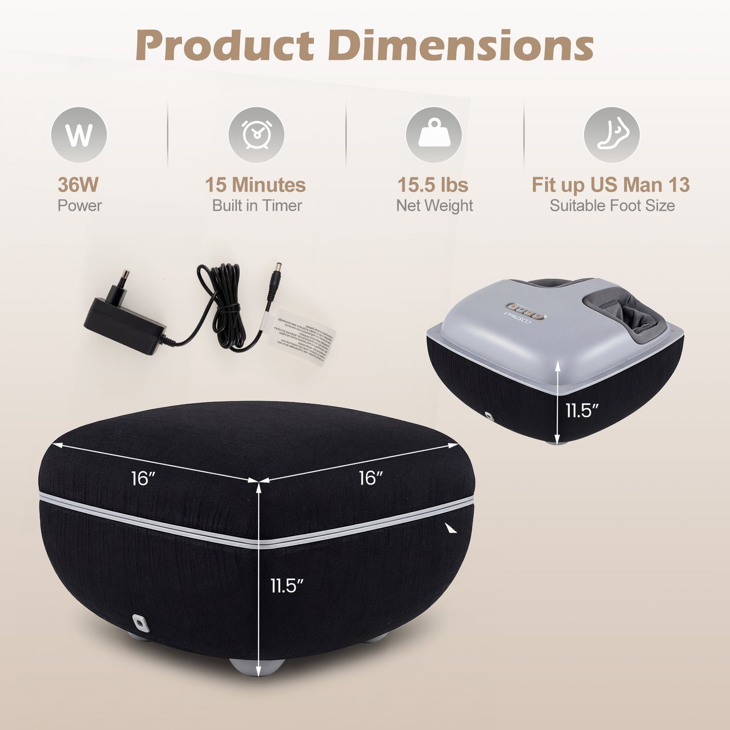 Shiatsu Foot Massager with Heat and Air Compression