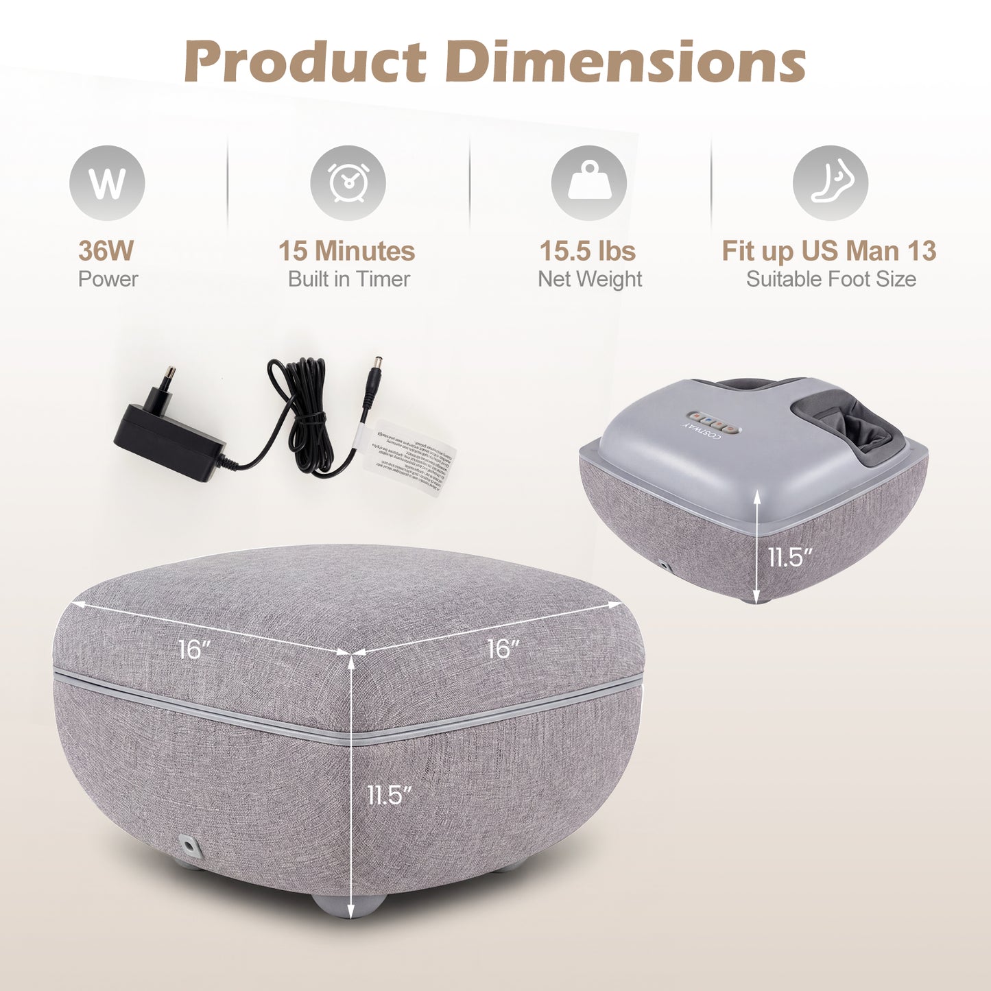 Shiatsu Foot Massager with Heat and Air Compression