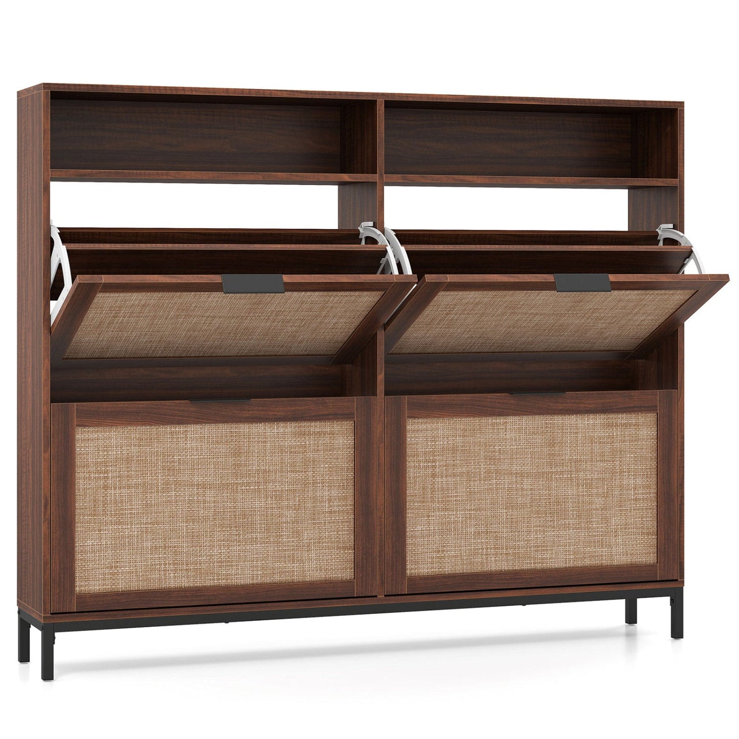 Shoe Storage Cabinet with 4 Flip Drawers Narrow Freestanding Shoe Organizer with Adjustable Shelves
