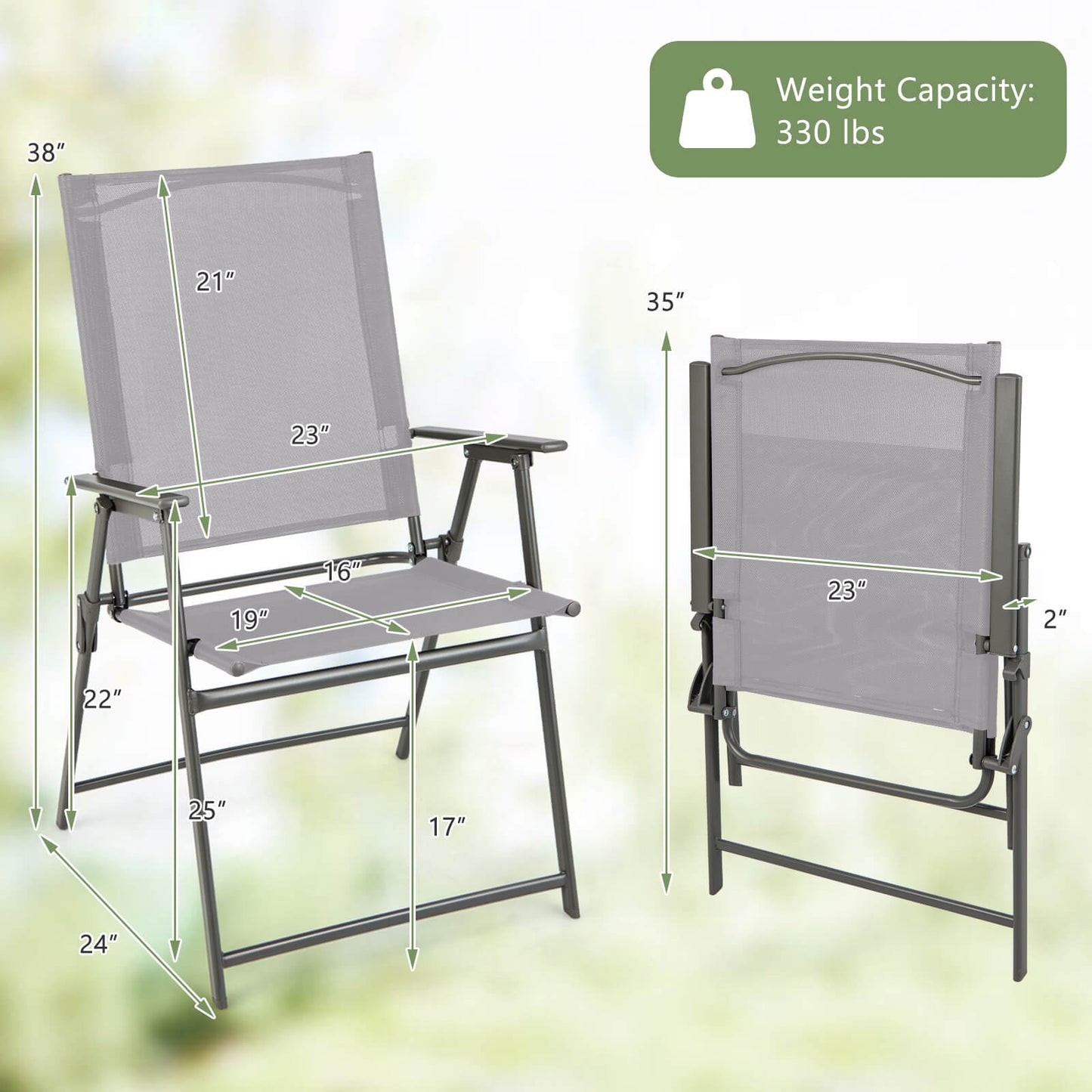 Folding Patio Chairs Set of 4 with Metal Frame