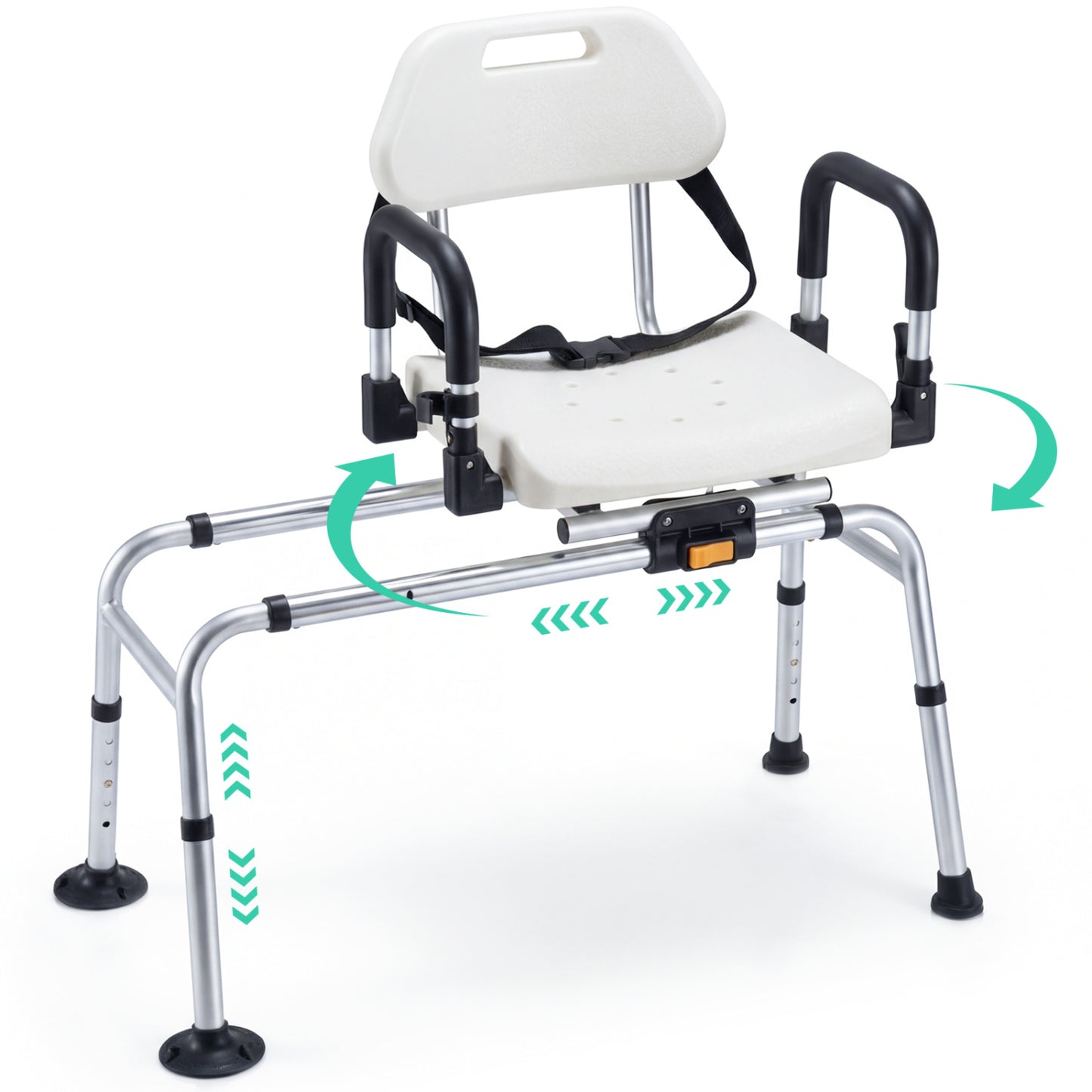 Sliding Shower Chair with Swivel Seat and Backrest