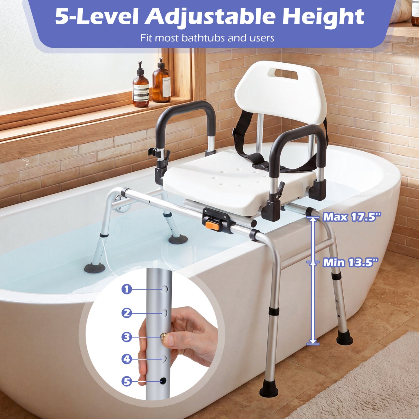 Sliding Shower Chair with Swivel Seat and Backrest