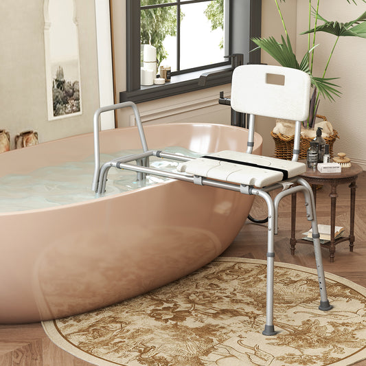 Sliding Tub Transfer Bench with Extra-Wide Seat for Elderly and Disabled