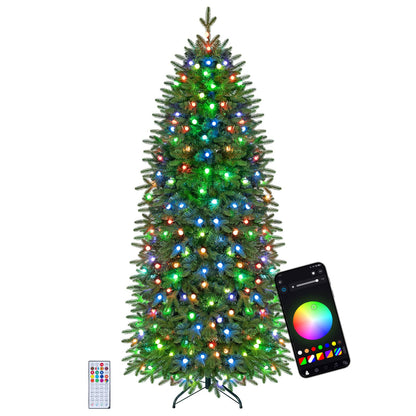 7.4 ft Pre-Lit Pencil Christmas Tree with 220 RGB LED Lights
