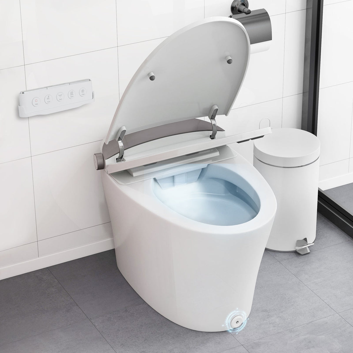 One-Piece Smart 1.16 GPF Elongated Bidet Toilet Seat with Night Light-White