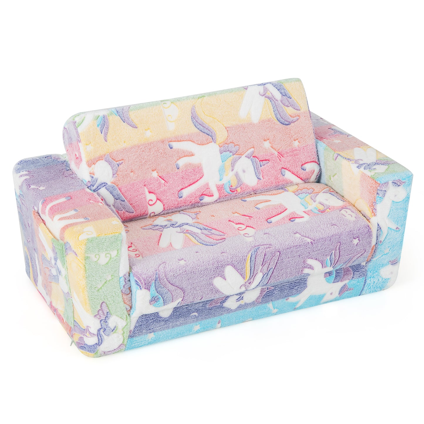 2-in-1 Flip Out Kids Sofa Chair with Glow-in-the-Dark Patterns