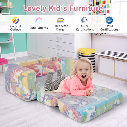 2-in-1 Flip Out Kids Sofa Chair with Glow-in-the-Dark Patterns