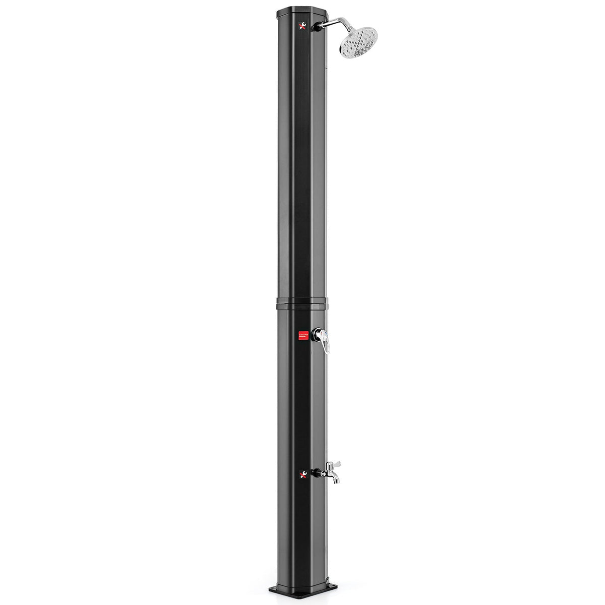 7.5 Feet 15.9 Gallon Solar Heated Outdoor Shower with Shower Head-Black