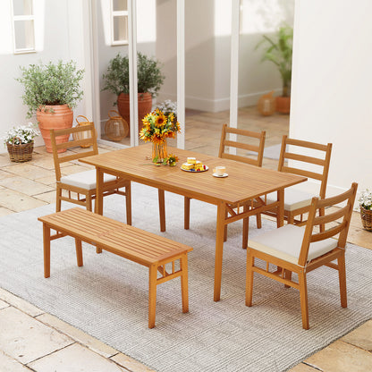 Acacia Wood Patio Dining Chairs Set of 2 with Cushions