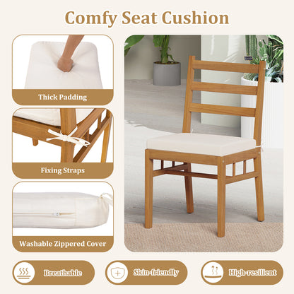 Acacia Wood Patio Dining Chairs Set of 2 with Cushions