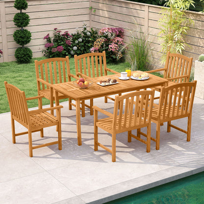 Acacia Wood Patio Dining Chairs Set of 2 with Armrests