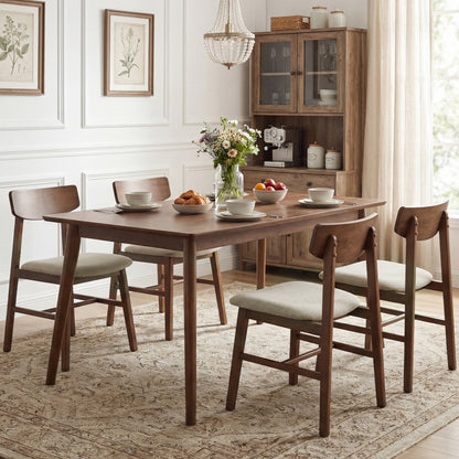Dining Chairs Set of 4 with Curved Backrest - Walnut