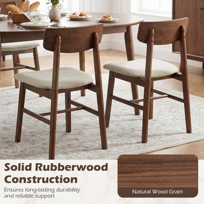 Dining Chairs Set of 4 with Curved Backrest - Walnut
