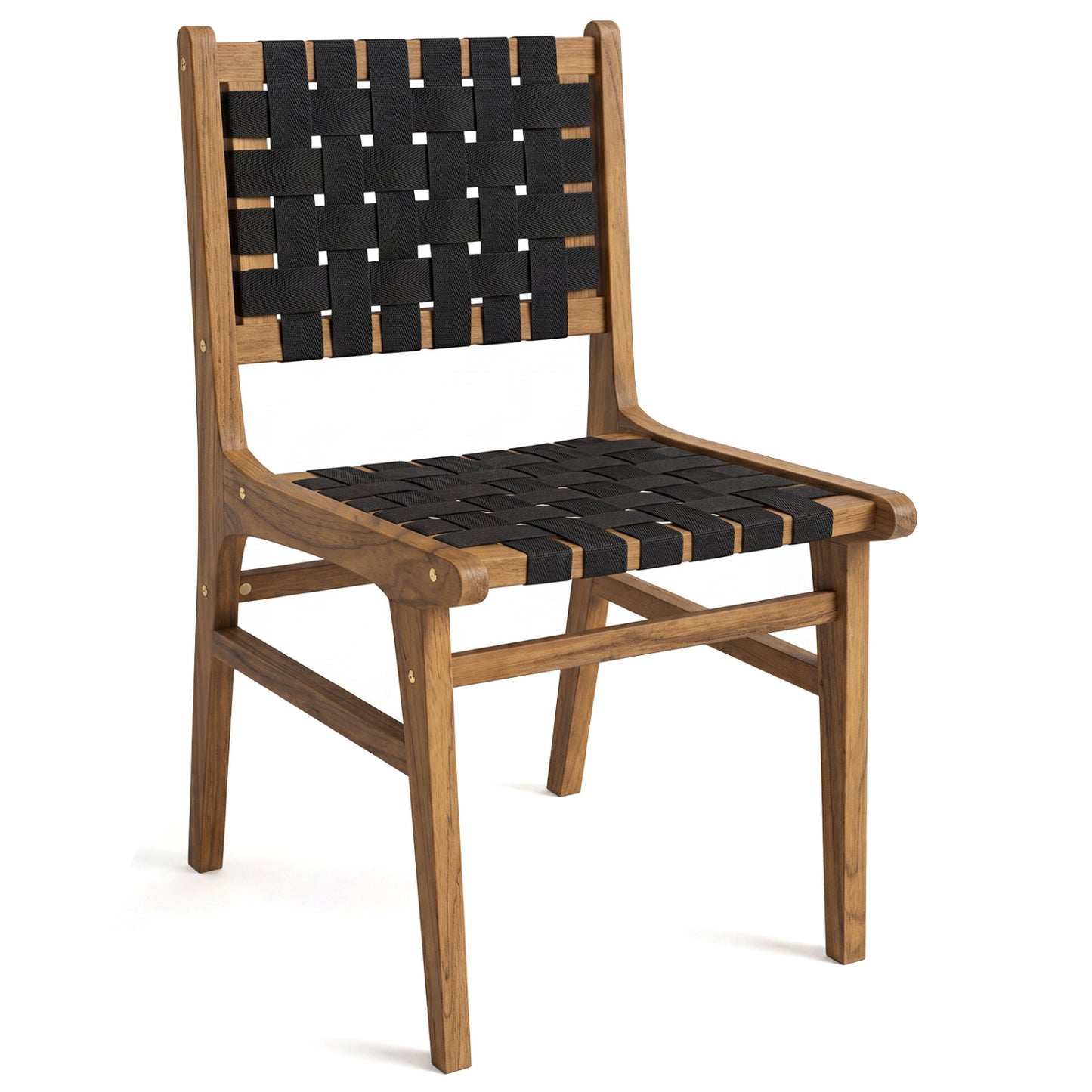 Teak Outdoor Dining Chair with Hand-Woven Strap