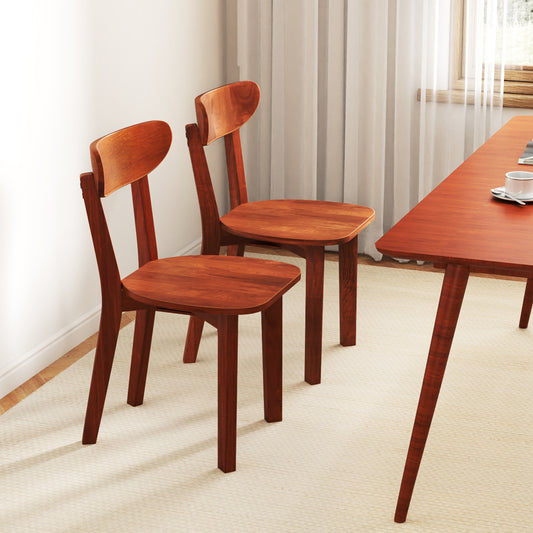Solid Wood Dining Chairs Set of 2 with Curved Backrest