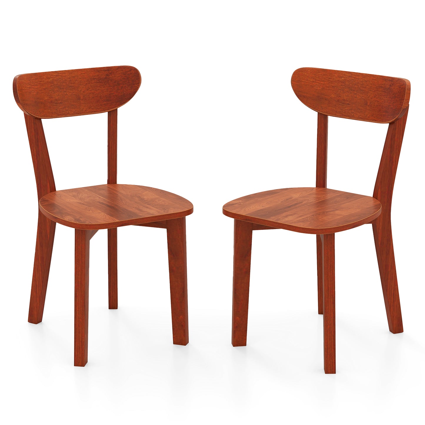 Solid Wood Dining Chairs Set of 2 with Curved Backrest