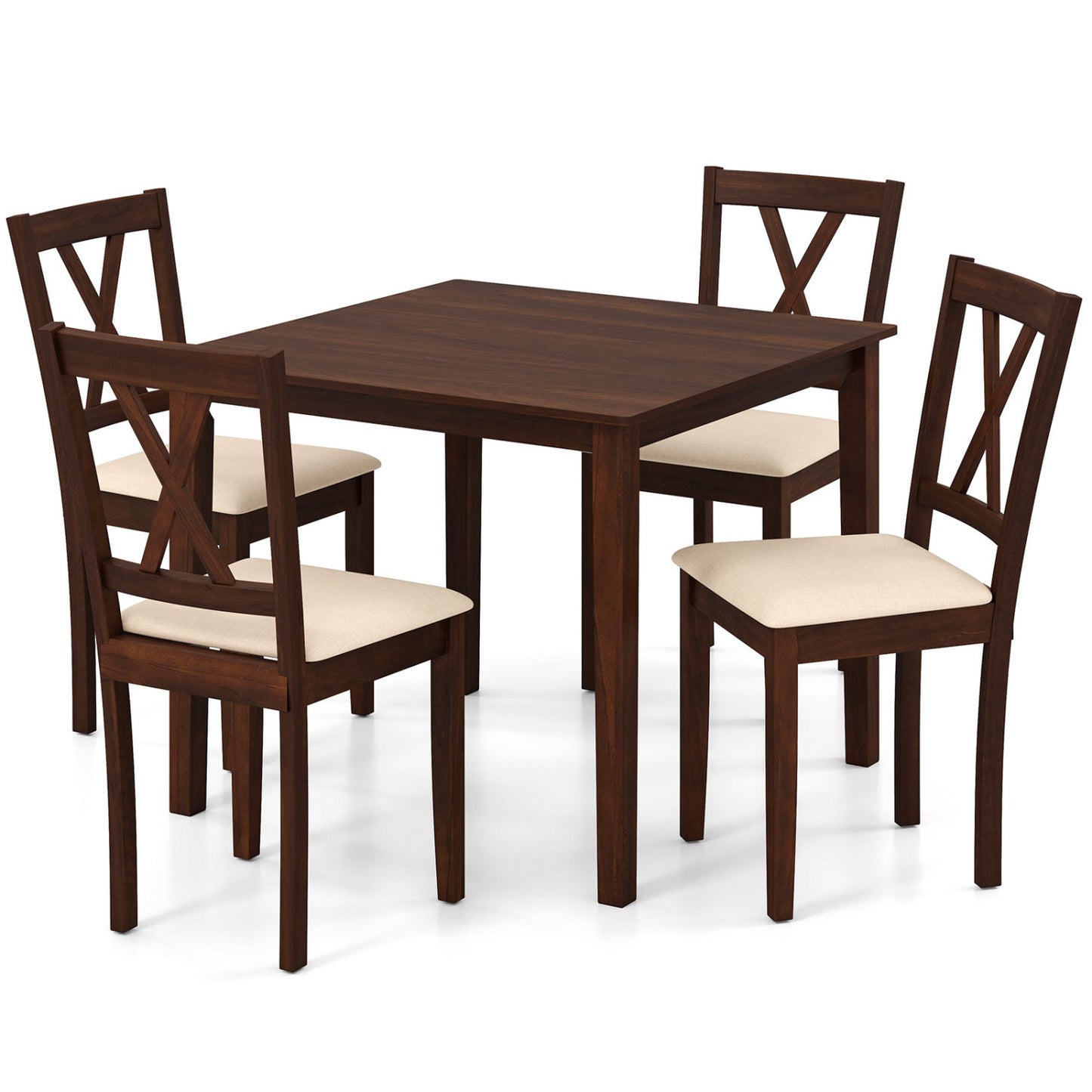 Square Dining Table Set with 4 Upholstered Chairs