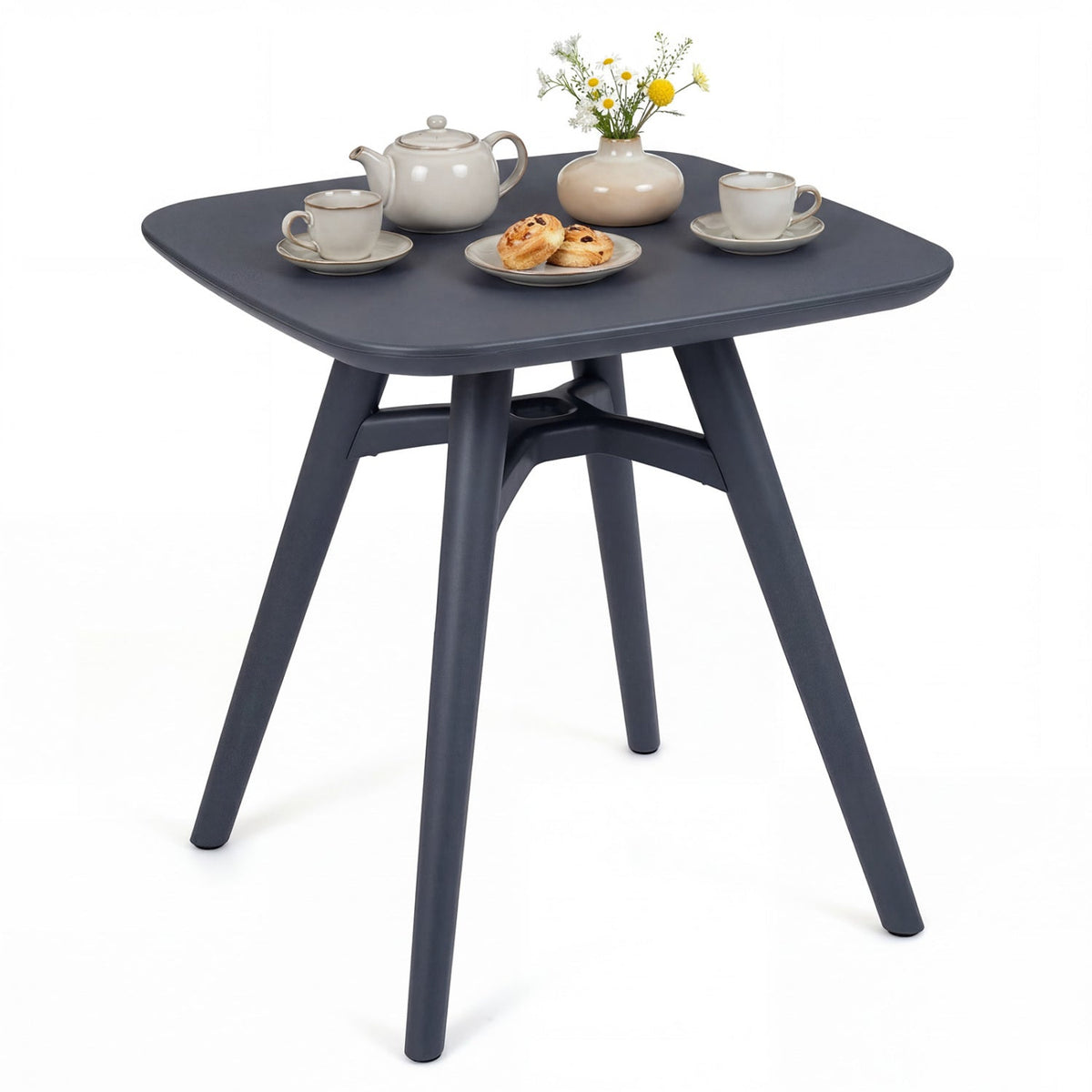 Square Outdoor Dining Table All-Weather Plastic Patio Bistro Table for 4