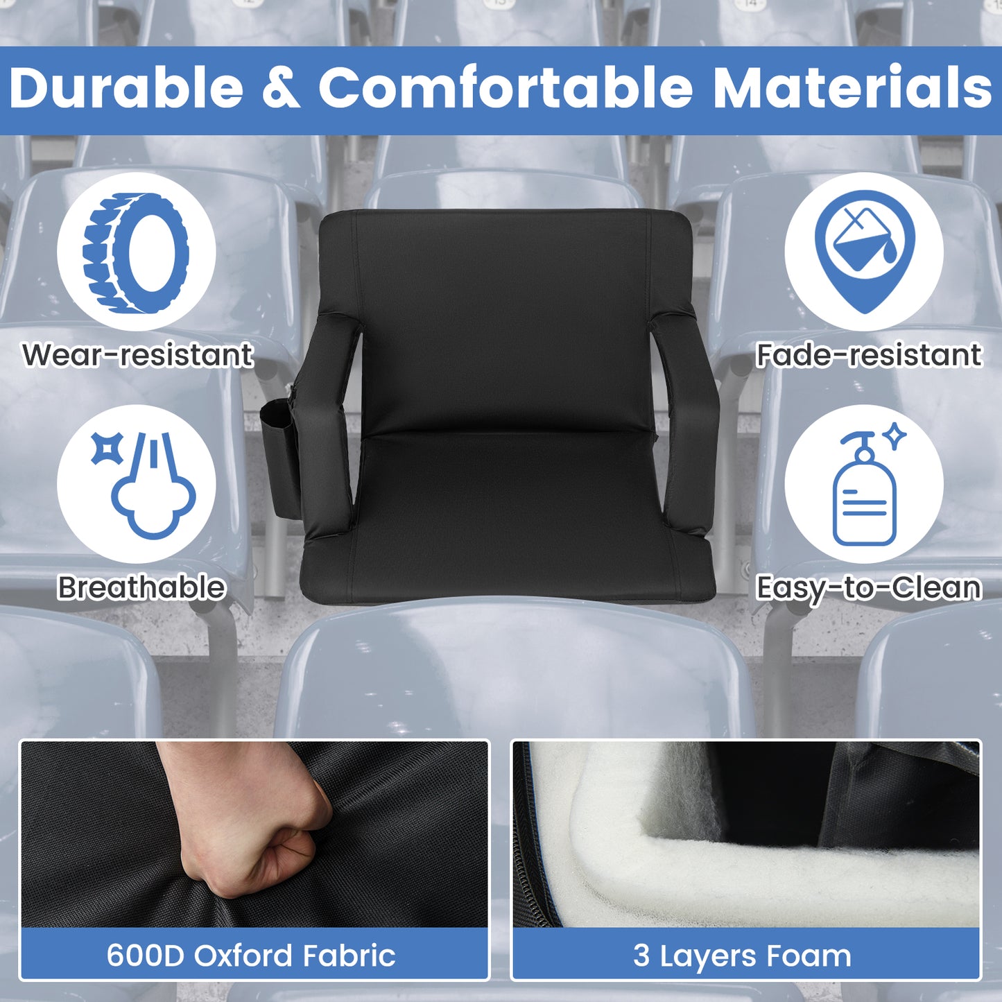 Stadium Seat for Bleachers with 6-Position Adjustable Back