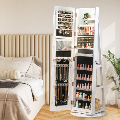 Jewelry Armoire Cabinet with LED Mirror and Rotating Base
