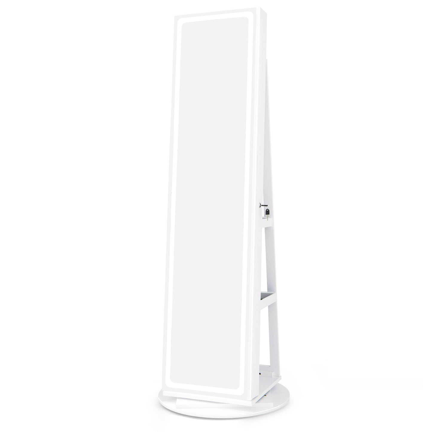 Jewelry Armoire Cabinet with LED Mirror and Rotating Base