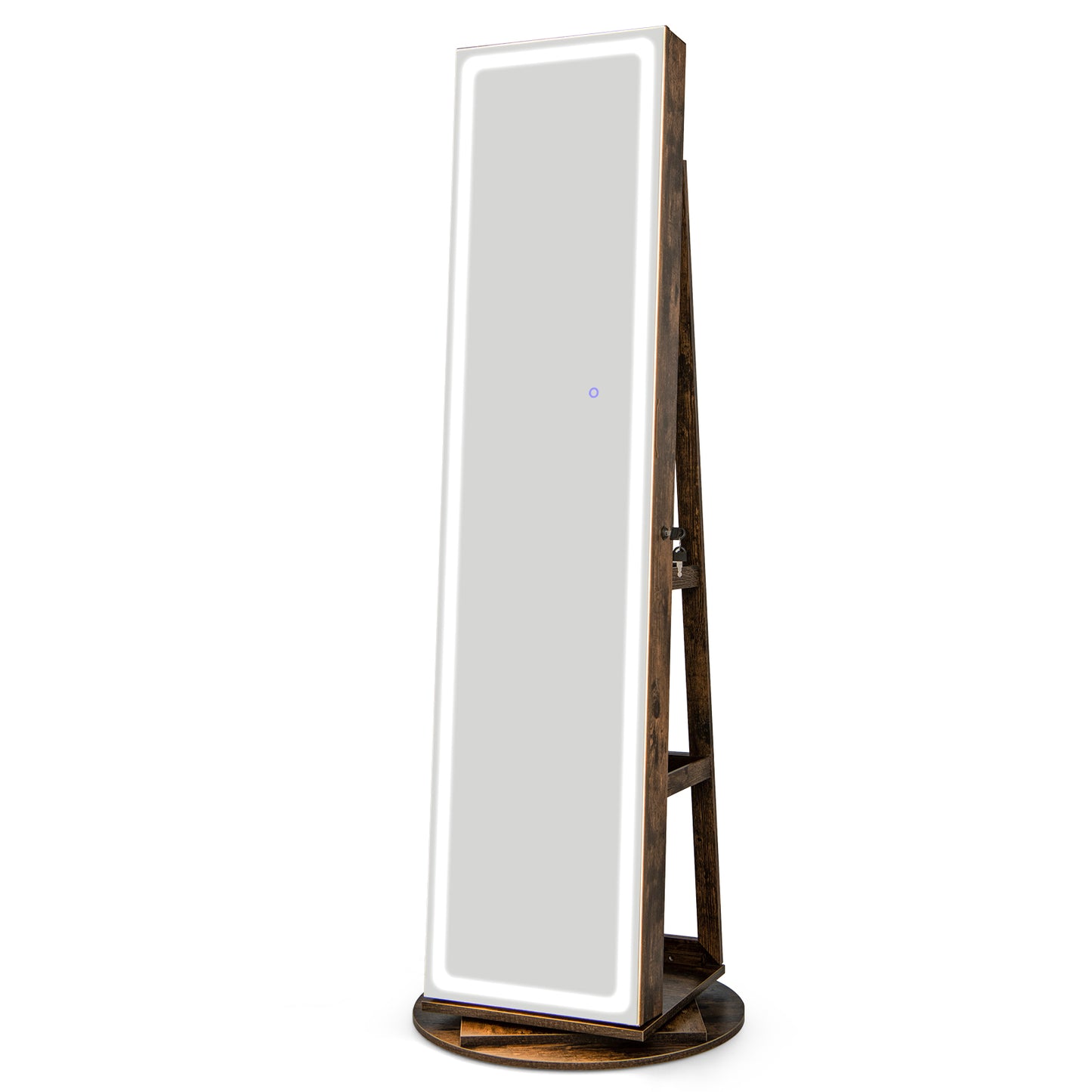 Jewelry Armoire Cabinet with LED Mirror and Rotating Base