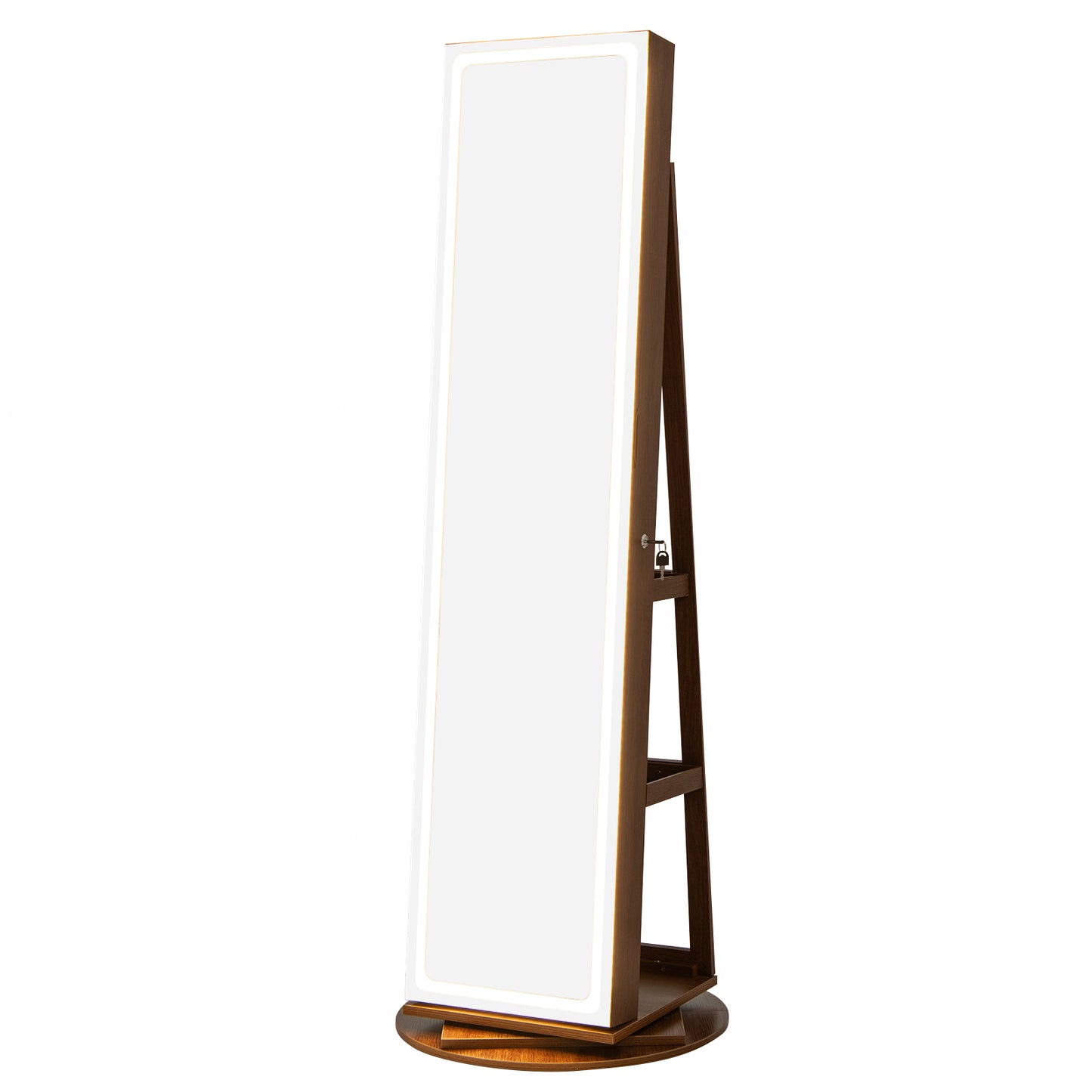 Jewelry Armoire Cabinet with LED Mirror and Rotating Base