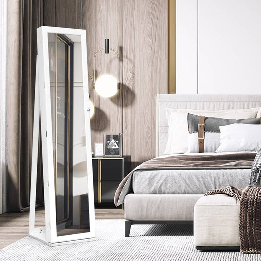 Jewelry Armoire with Full-Length Mirror and Lock