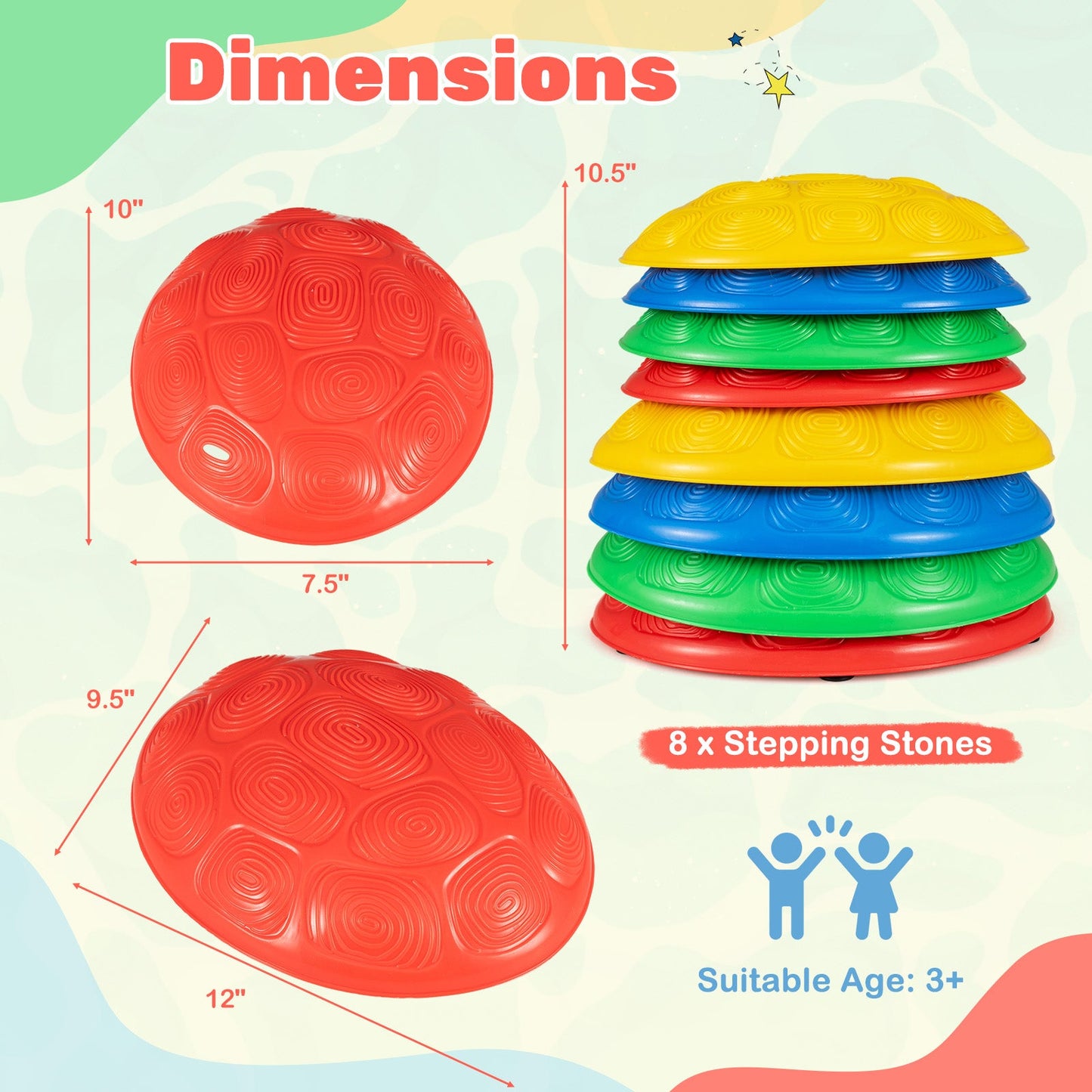 Stepping Stones for Kids 8 PCS Non-Slip Toddler Stepping Stones Balance Sensory Toys-Multicolor