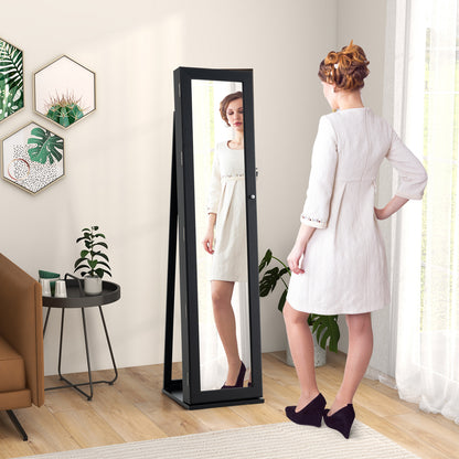 Jewelry Armoire with Full-Length Mirror and Lock