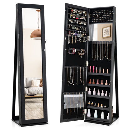 Jewelry Armoire with Full-Length Mirror and Lock