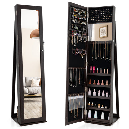 Jewelry Armoire with Full-Length Mirror and Lock