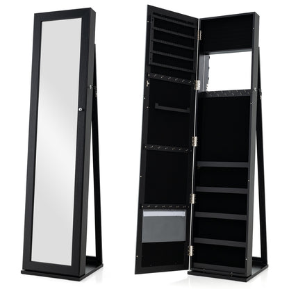 Jewelry Armoire with Full-Length Mirror and Lock