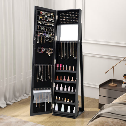 Jewelry Armoire with Full-Length Mirror and Lock