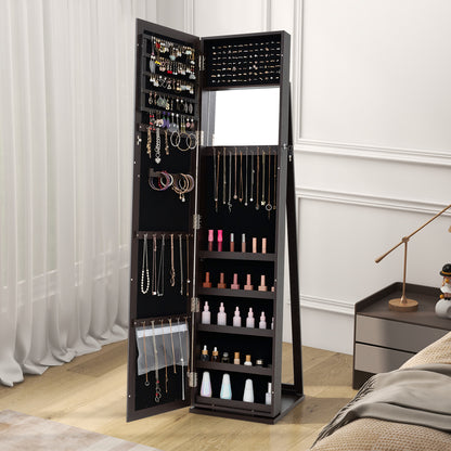 Jewelry Armoire with Full-Length Mirror and Lock