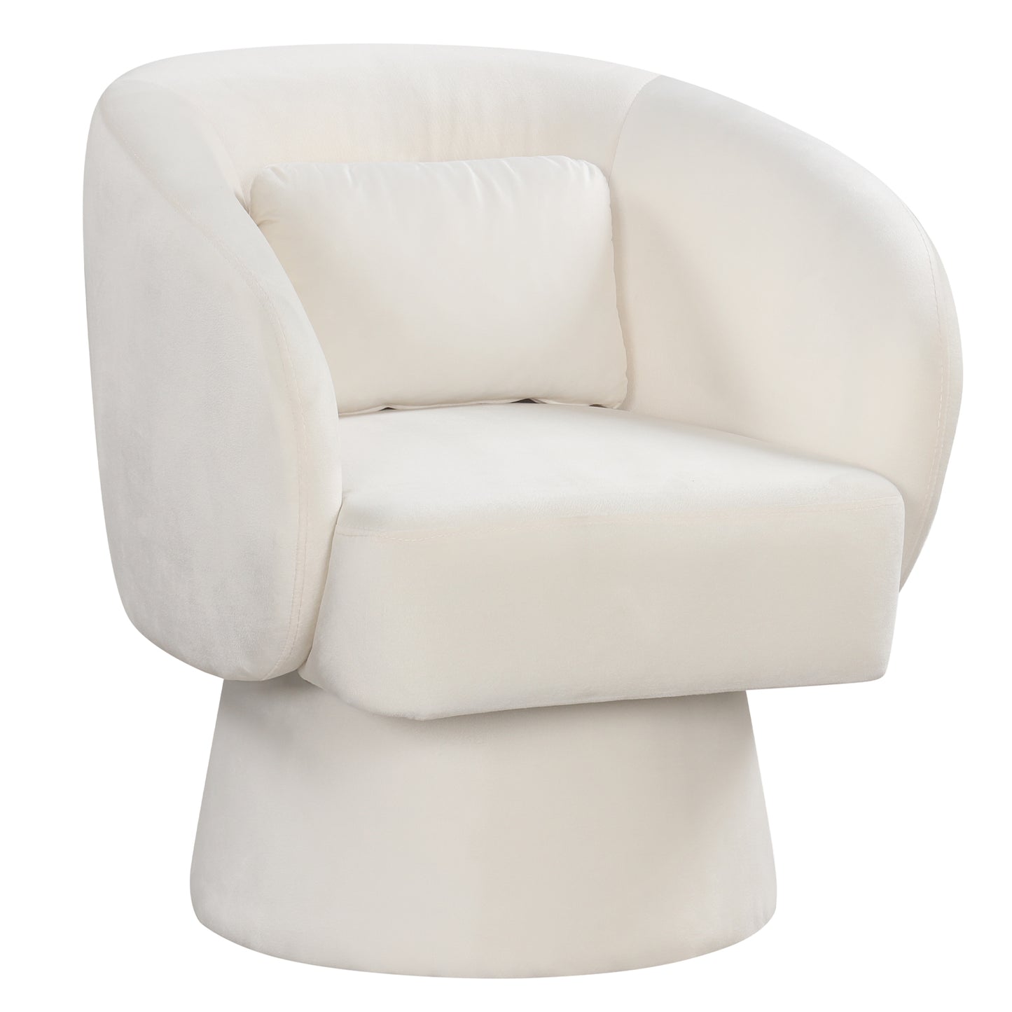 Swivel Barrel Accent Chair with Lumbar Pillow