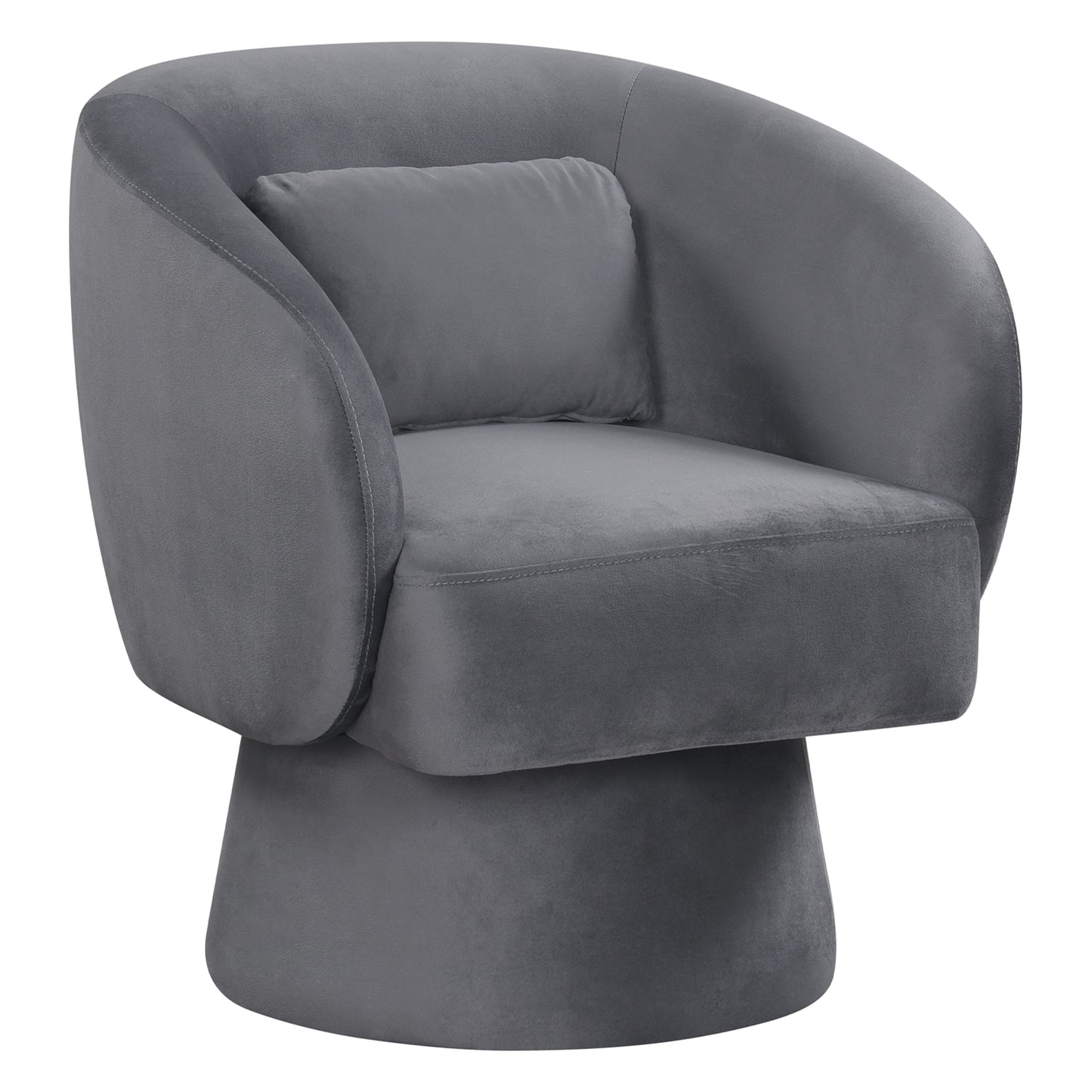 Swivel Barrel Accent Chair with Lumbar Pillow