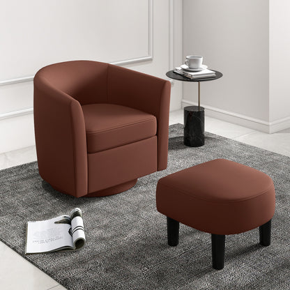 Swivel Accent Chair with Ottoman and Curved Backrest