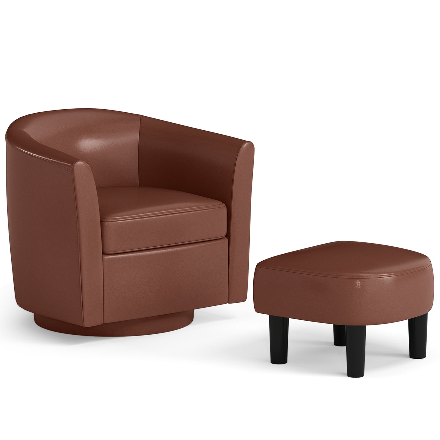 Swivel Accent Chair with Ottoman and Curved Backrest
