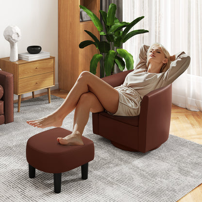 Swivel Accent Chair with Ottoman and Curved Backrest