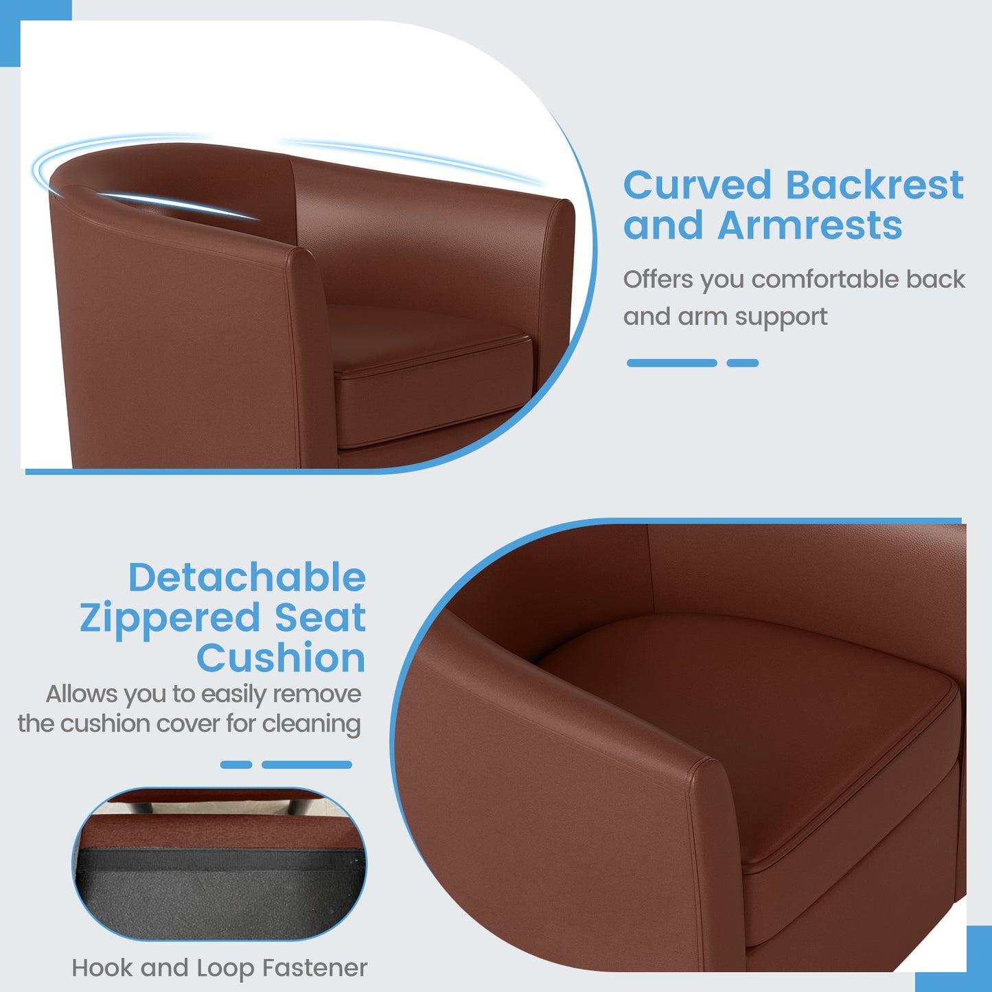 Swivel Accent Chair with Ottoman and Curved Backrest