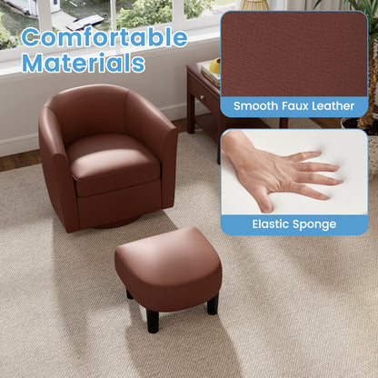Swivel Accent Chair with Ottoman and Curved Backrest