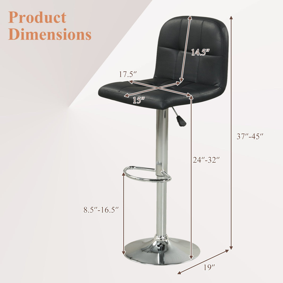 Swivel Bar Stools Set of 2 with Footrests and Metal Base