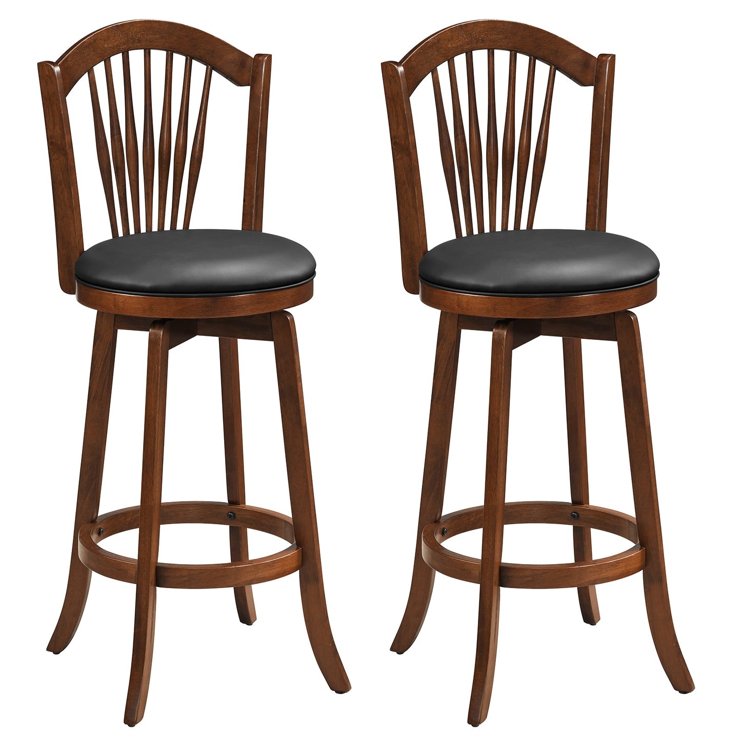 Swivel Bar Stools with Backrests and Wood Frame for Kitchen Island