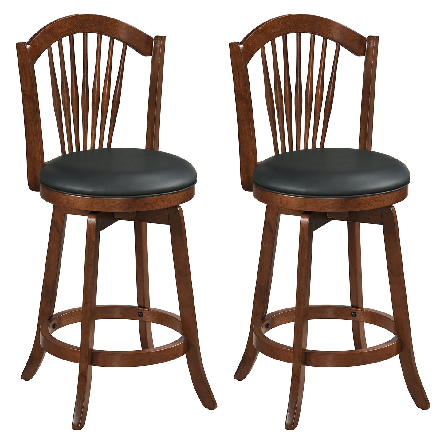 Swivel Bar Stools with Backrests and Wood Frame for Kitchen Island