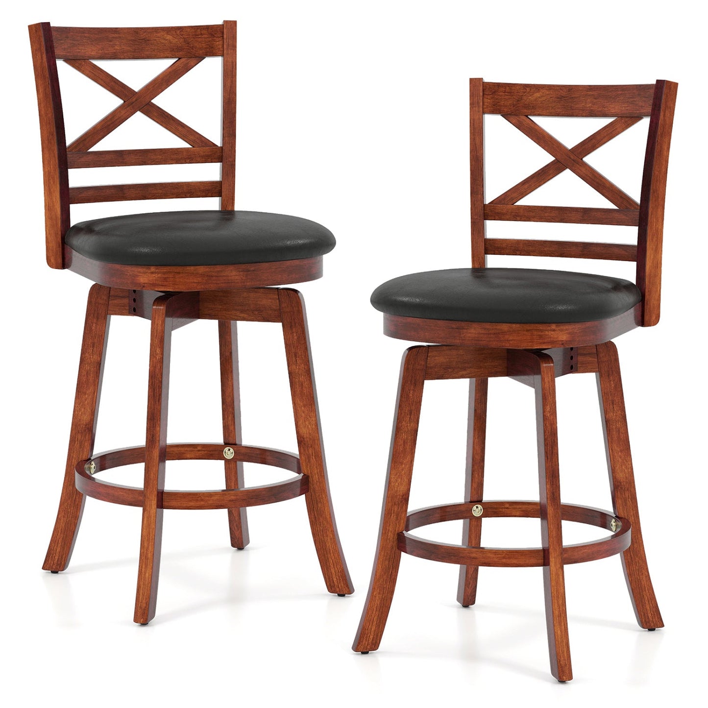 Swivel Barstools Set of 2 with Backrest and Footrest