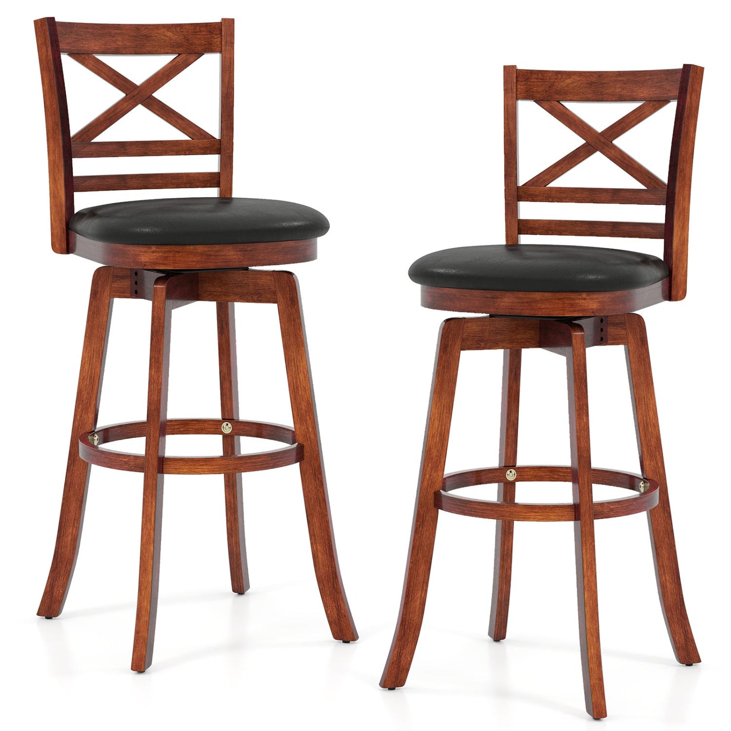 Swivel Barstools Set of 2 with Backrest and Footrest